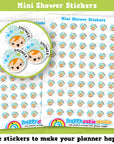 70 Cute Mini Shower/Routine Girl Planner Stickers