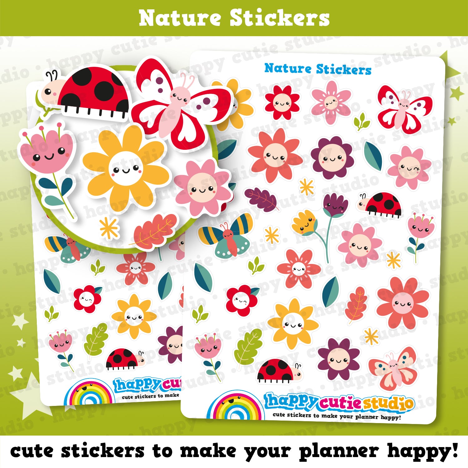 36 Cute Nature Icons/Flowers/Leaves/Butterfly  Planner Stickers