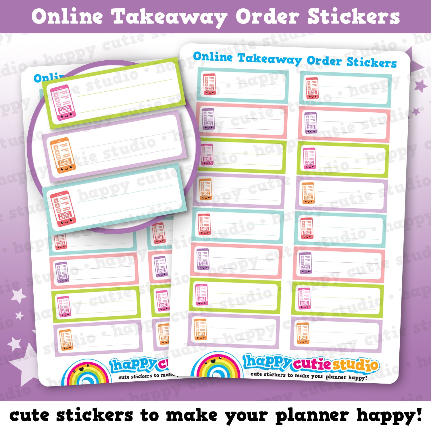 16 Cute Online Takeaway Order Box/Fast Food/Takeout Planner Stickers
