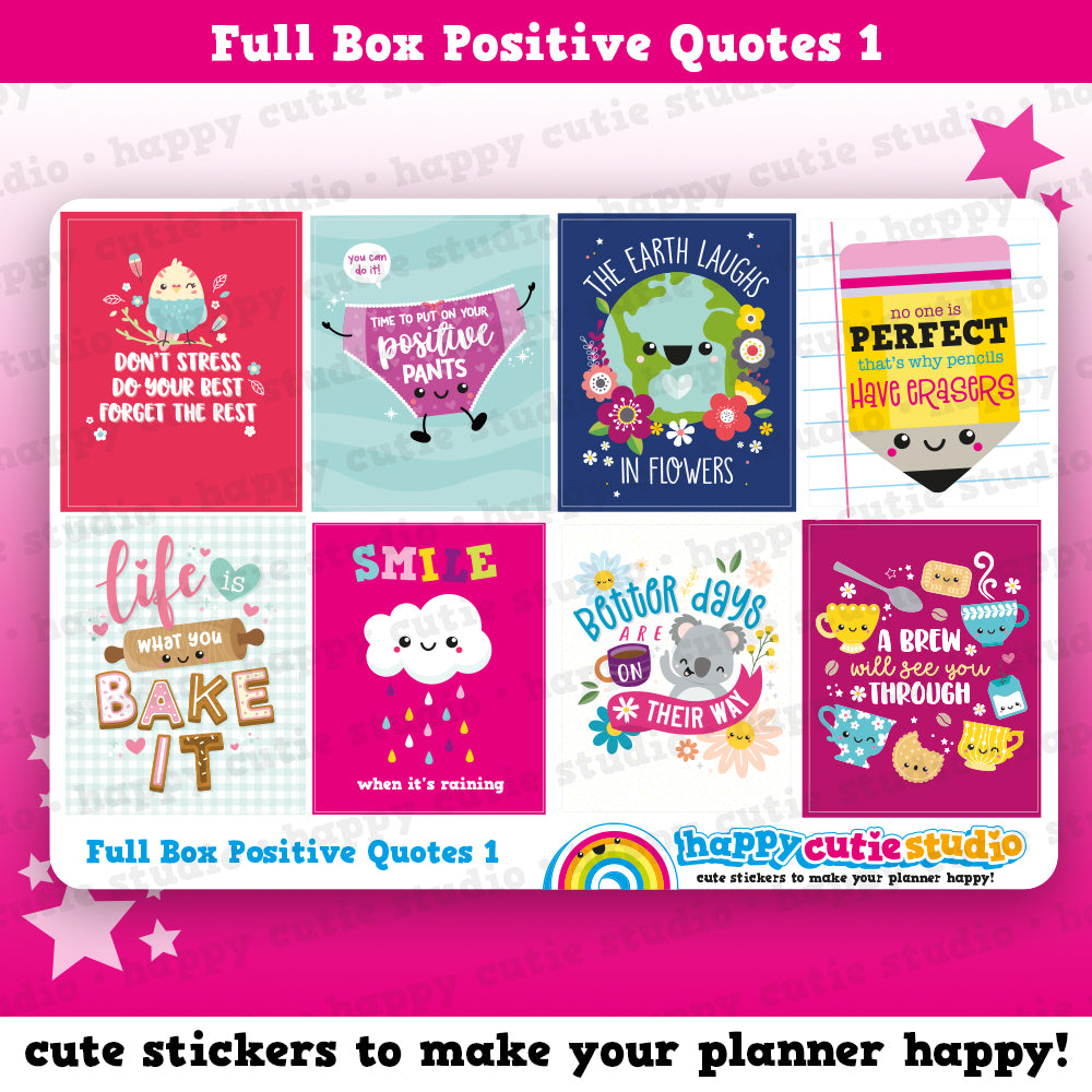 8 Full Box Positive Quotes 1/Functional/Practical Planner Stickers