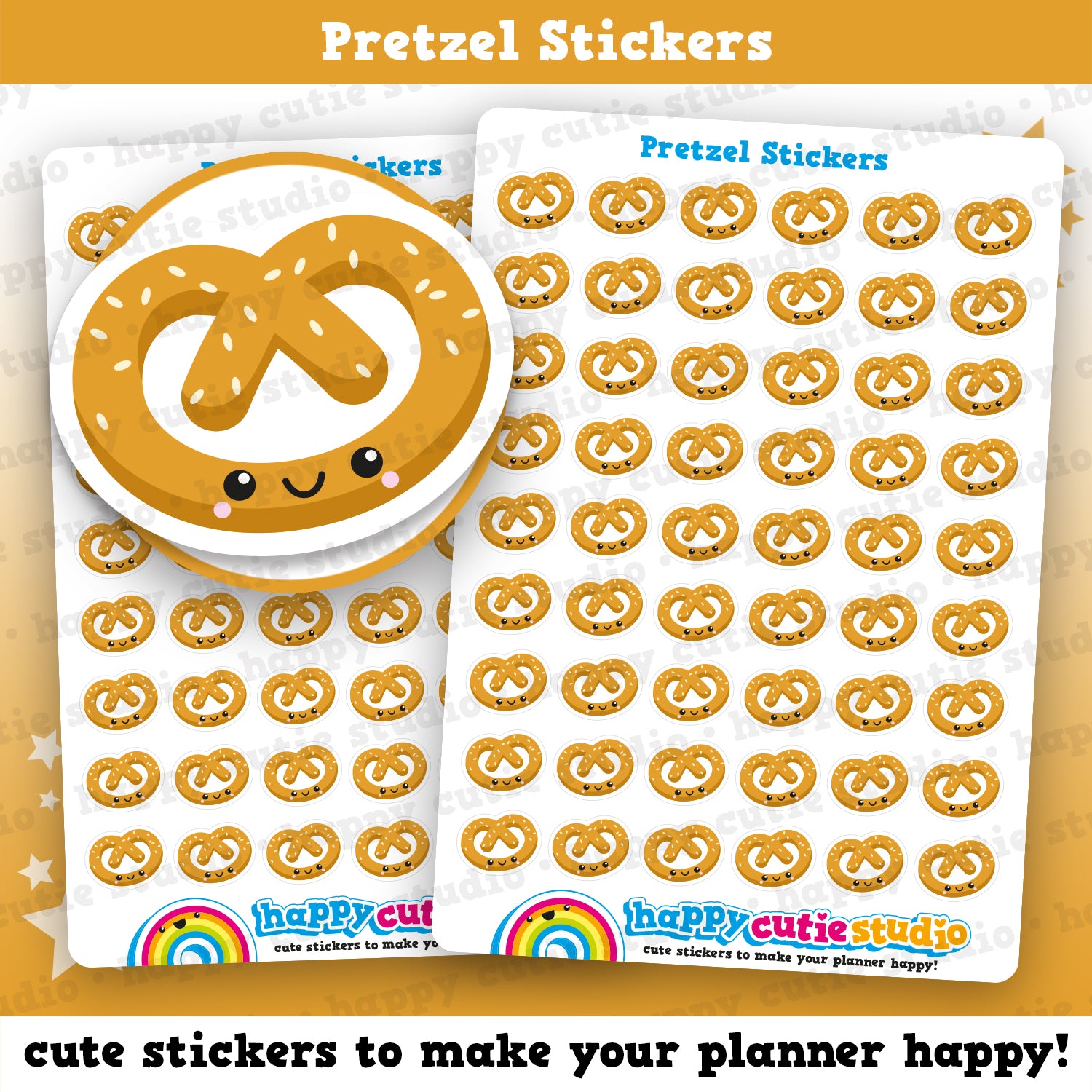 54 Cute Pretzel Planner Stickers