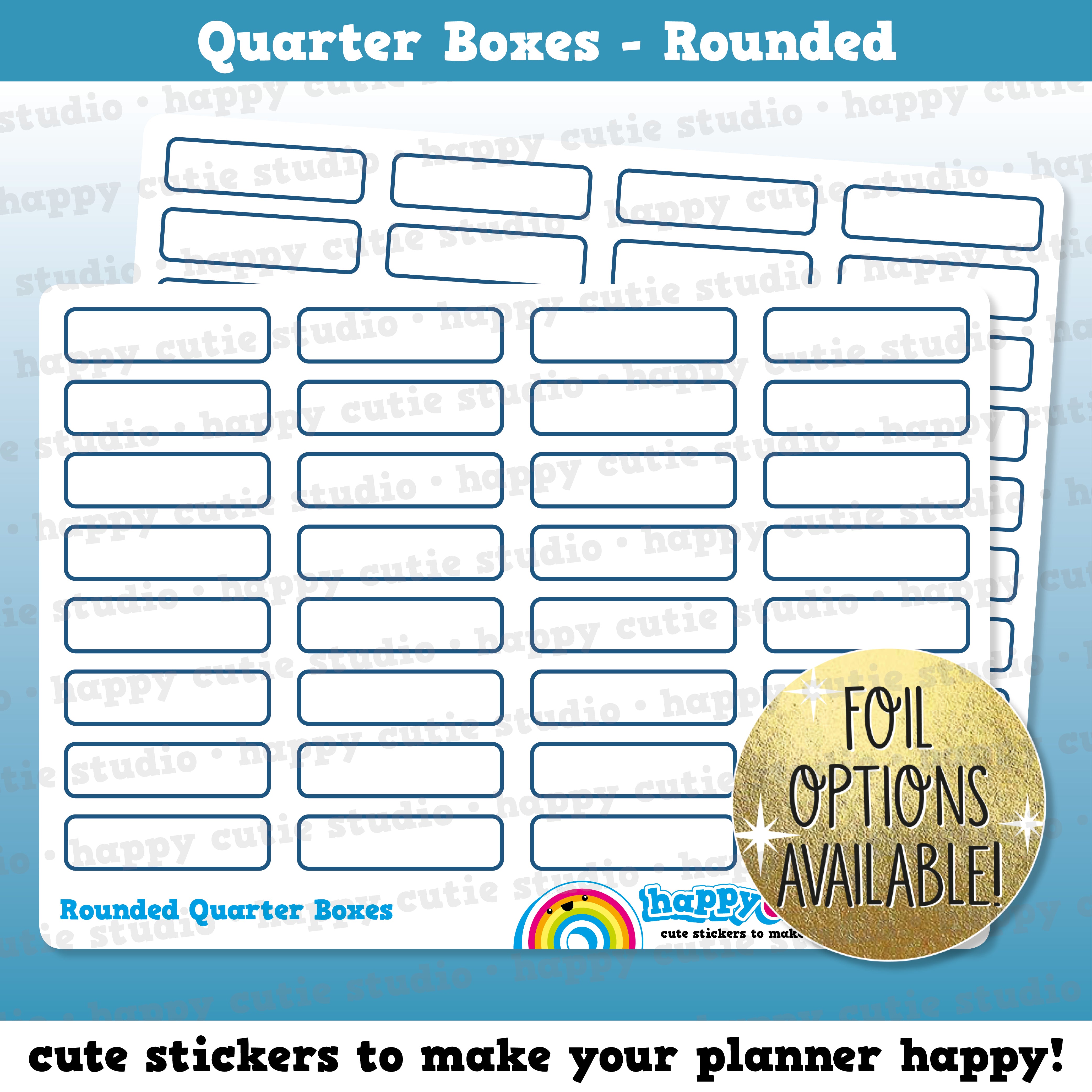 32 Cute Rounded Quarter Boxes/Functional/Practical Planner Stickers
