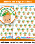 32 Cute 'Remember Bags' Planner Stickers