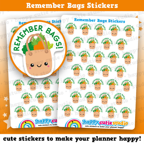 32 Cute 'Remember Bags' Planner Stickers