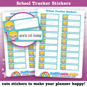 18 Cute School Boy Tracker Planner Stickers