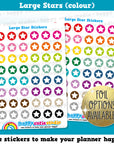 48 Cute Colourful Large Stars/Functional/Practical Planner Stickers