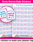 42 Cute Term Starts/Ends Planner Stickers