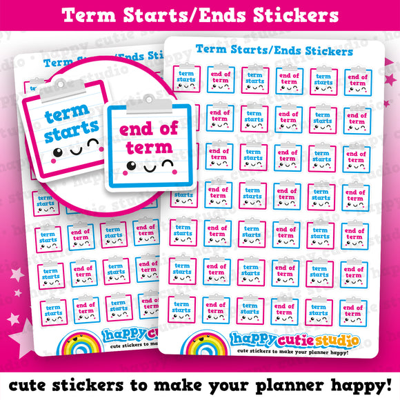 42 Cute Term Starts/Ends Planner Stickers
