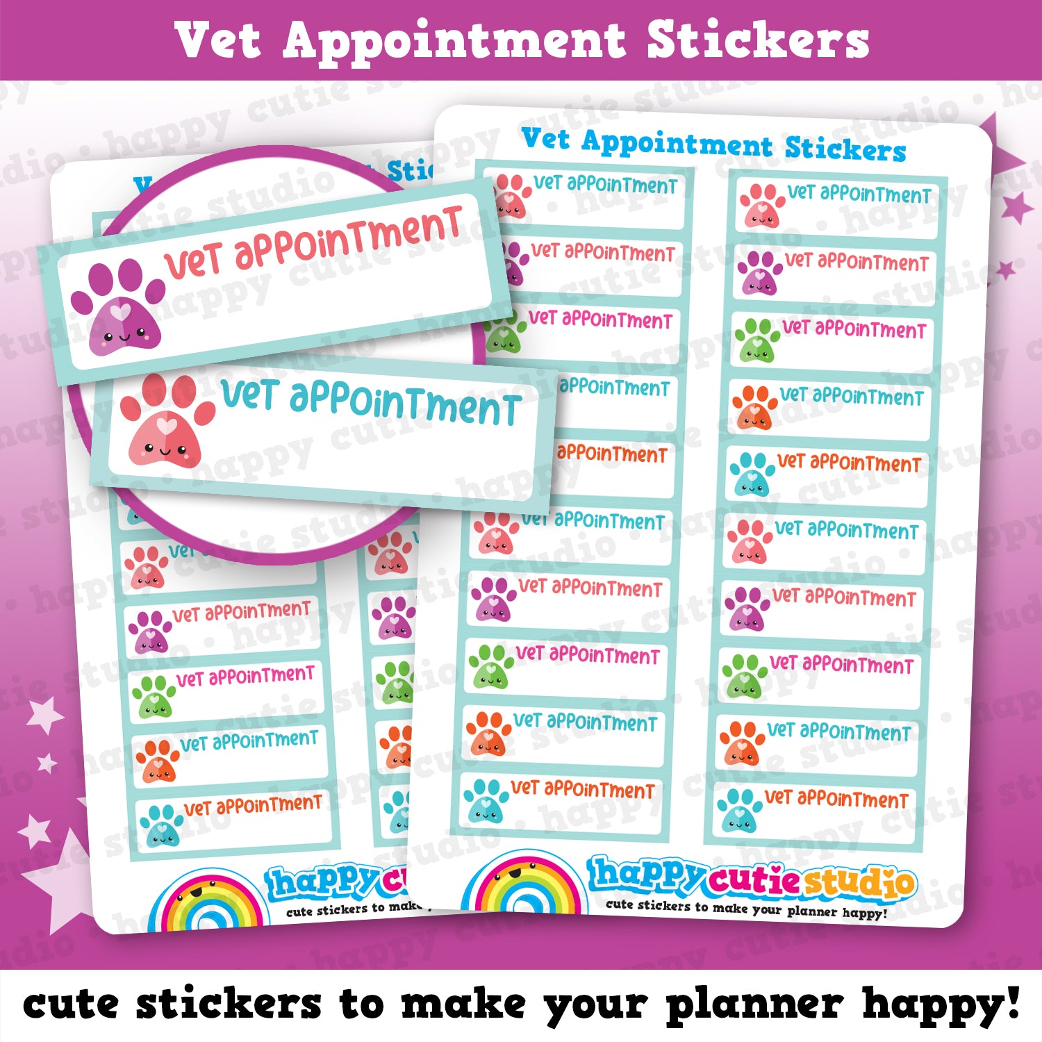 20 Cute Vet Appointment/Cat/Dog/Animal Stickers