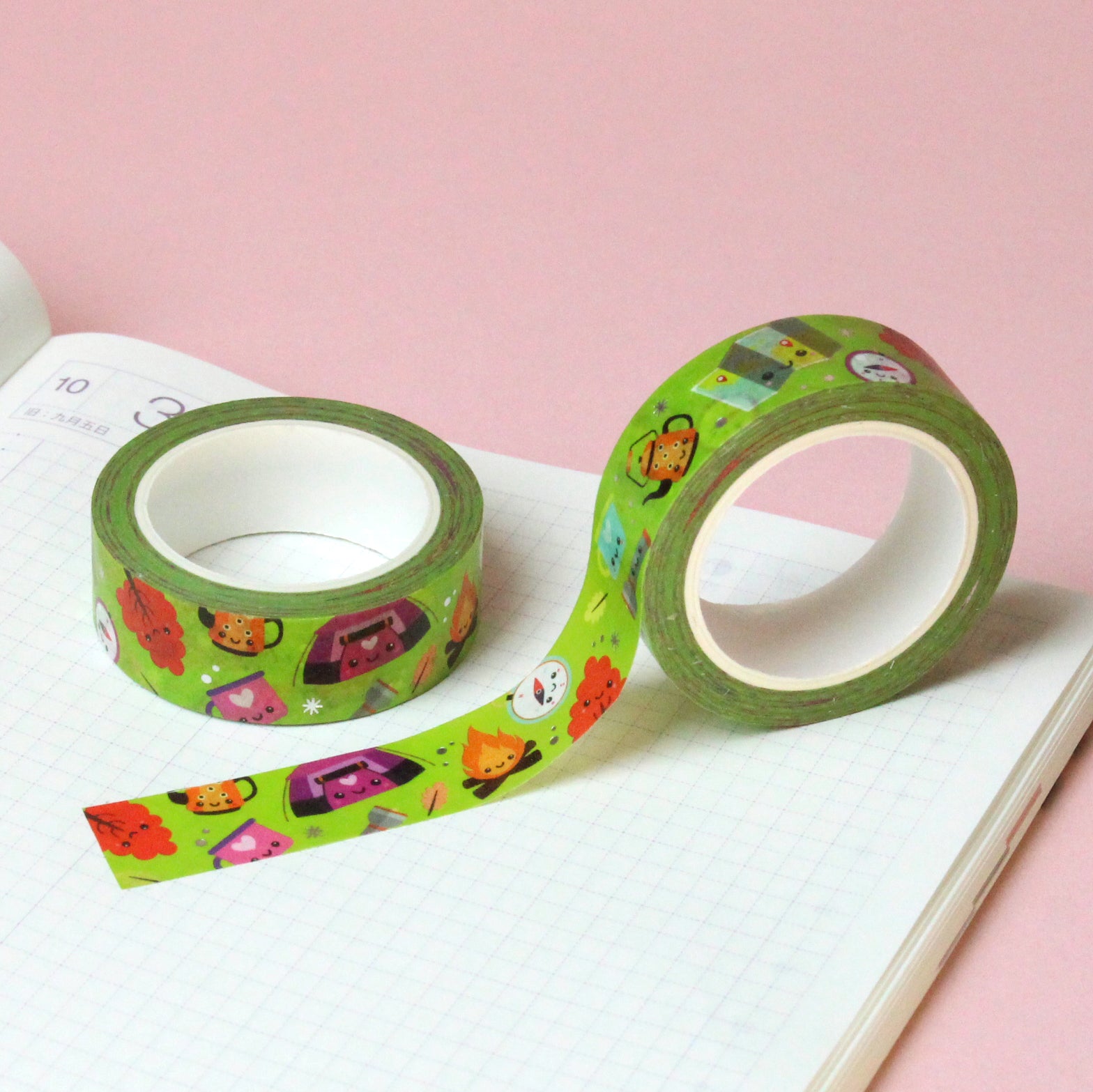 Silver Foil &#39;Happy Campers&#39; Washi Tape