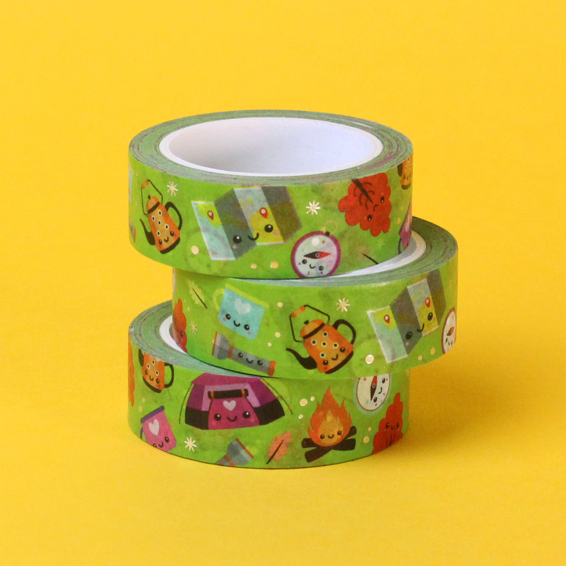 Silver Foil &#39;Happy Campers&#39; Washi Tape