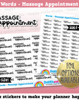 Massage Appointment Words/Functional/Planner Planner Stickers