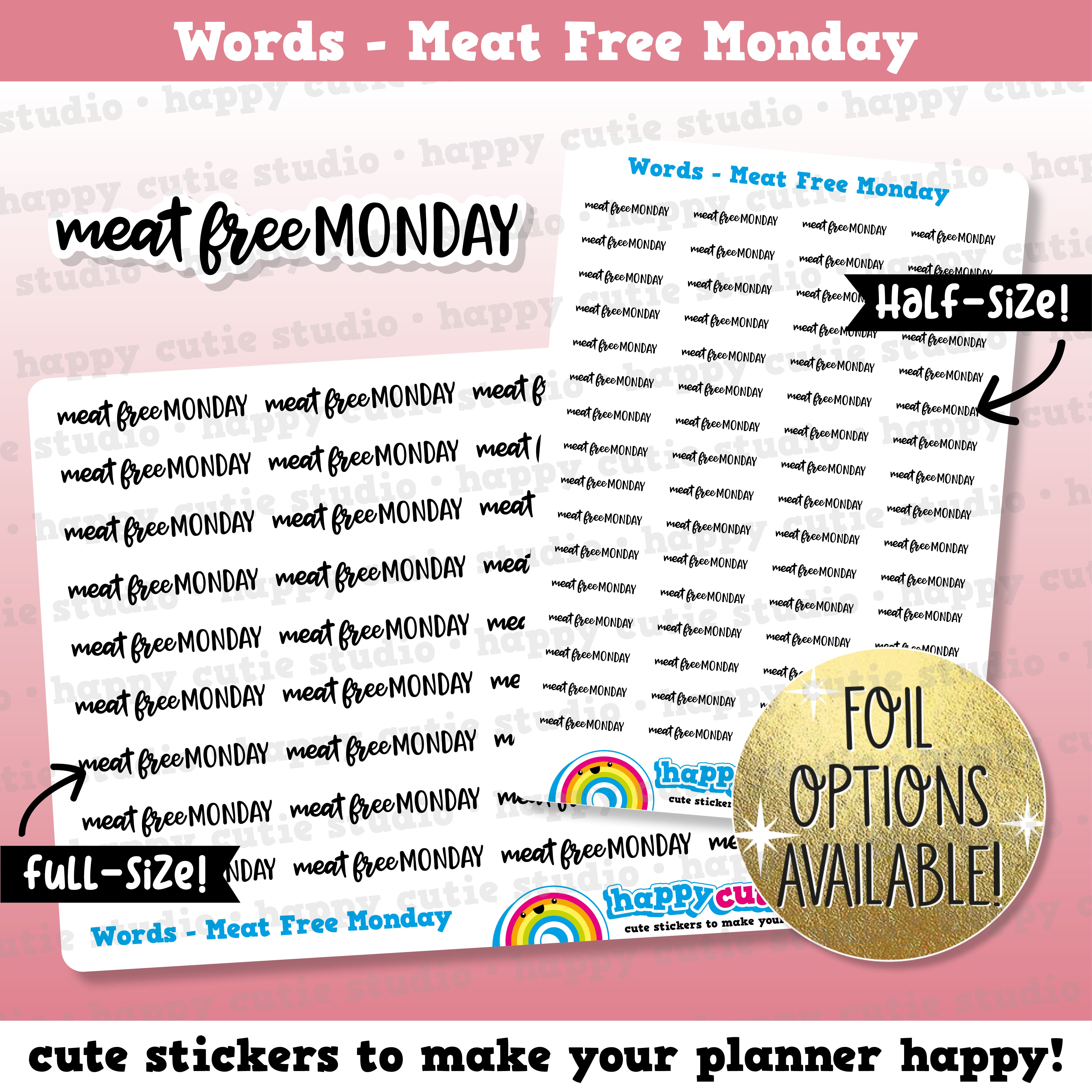 Meat Free Monday Words/Functional/Planner Stickers