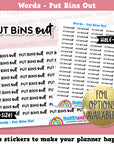 Put Bins Out Words/Functional Planner Stickers