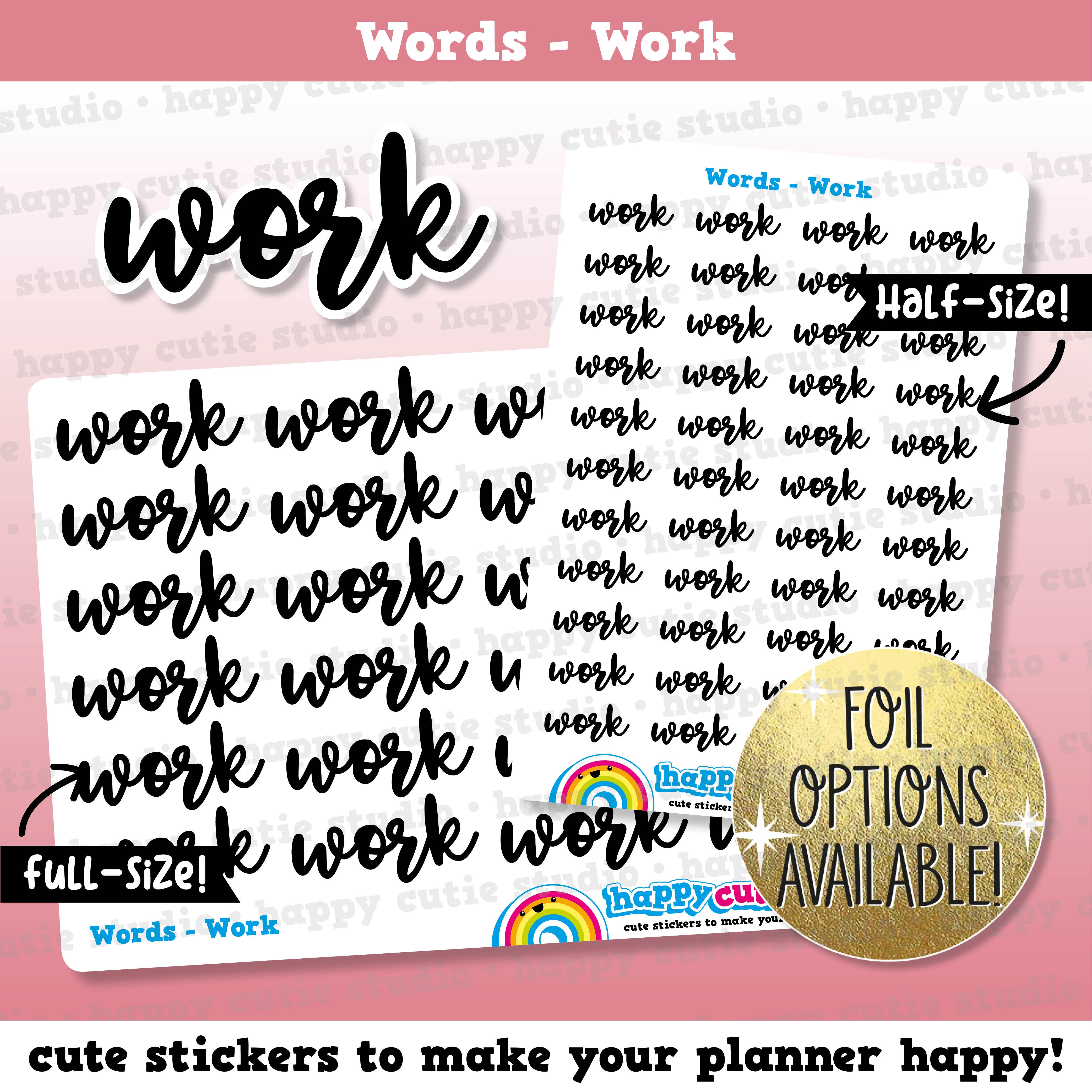 Work Words/Functional/Foil Planner Stickers