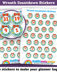 31 Cute Christmas Wreath Countdown/Date Cover Planner Stickers