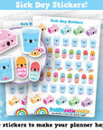 48 Cute Sick Day/Ill/Unwell/Pill/Medicine Planner Stickers
