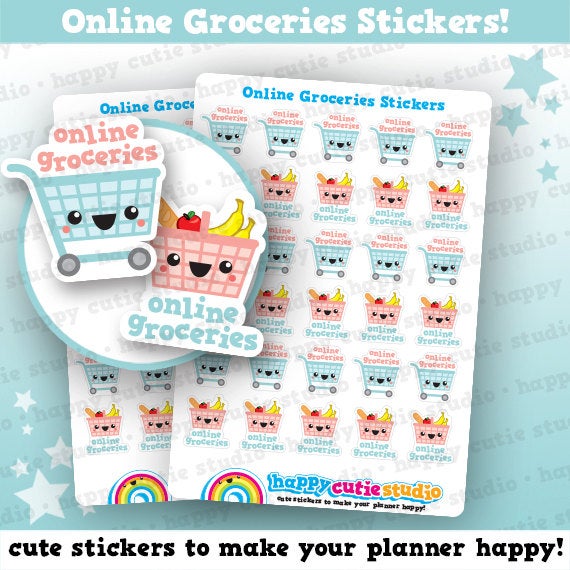 30 Cute Online Groceries/Shopping/Food Planner Stickers