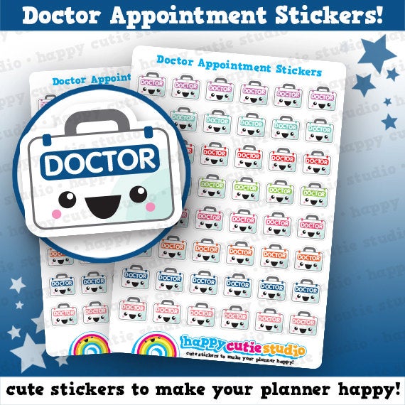 48 Cute Doctor/Appointment/Unwell/Medicine Planner Stickers