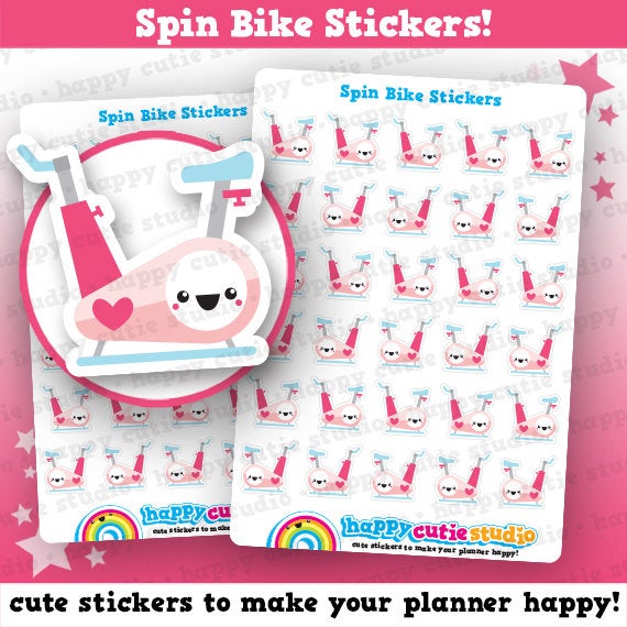 30 Cute Spin Bike/Spinning/Cycling/Gym/Exercise/Work Out Planner Stickers