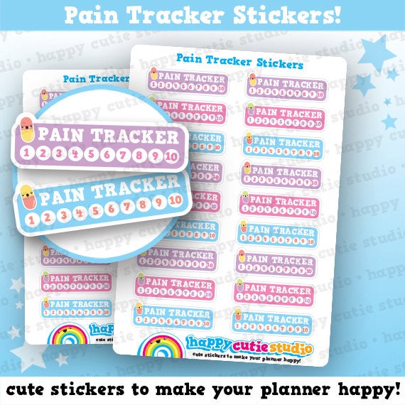 18 Cute Pain Tracker/Health Planner Stickers