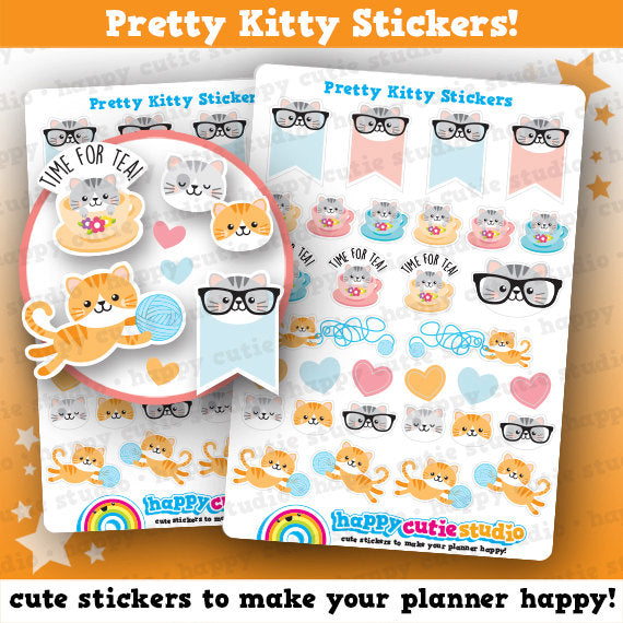 32 Cute Pretty Kitty/Cat Planner Stickers