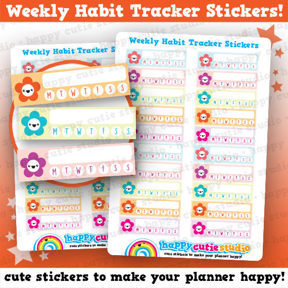 20 Cute Weekly Habit Tracker/Reminder/Blank Planner Stickers