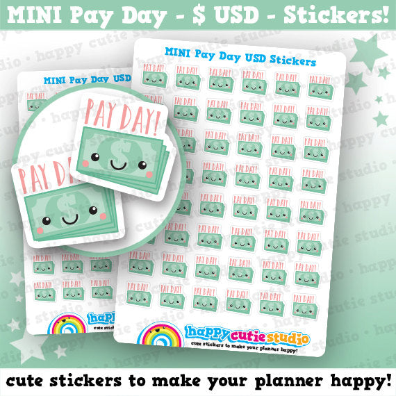 48 Cute MINI Pay Day/Payday USD Planner Stickers
