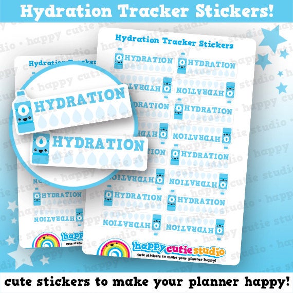 16 Cute Hyrdration Tracker Planner Stickers