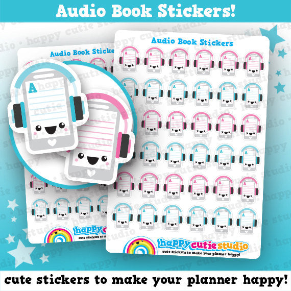 36 Cute Audio Book/Audiobook/Reading Planner Stickers