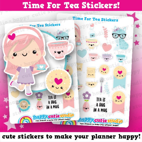 23 Cute Time For Tea Planner Stickers