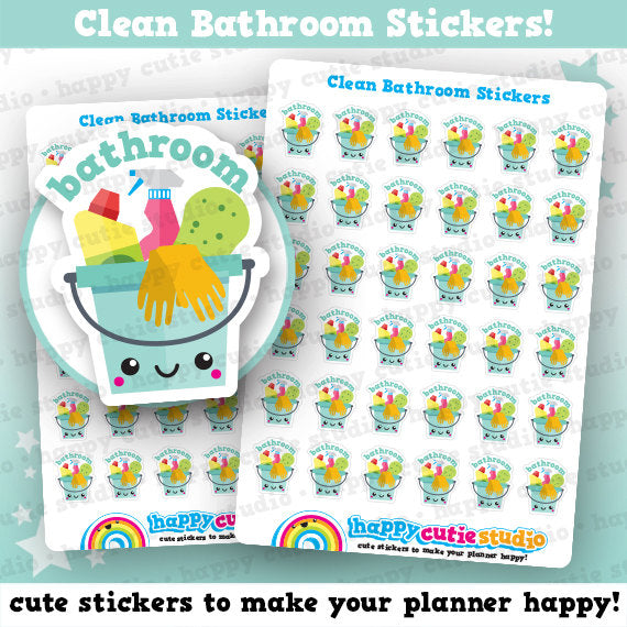 36 Cute Clean Bathroom/Shower/Chores Planner Stickers