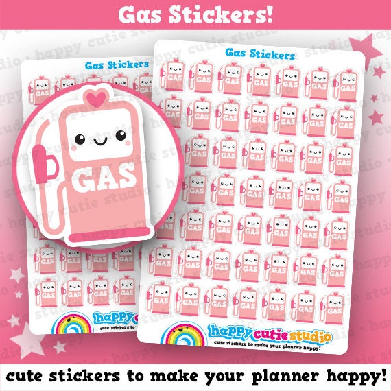 49 Cute Gas/Petrol/Fuel/Car Planner Stickers