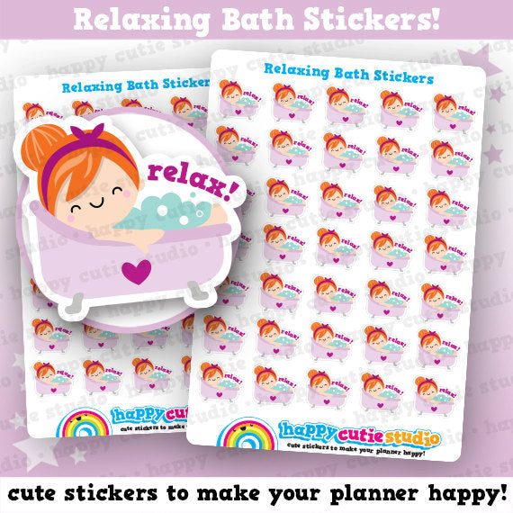 35 Cute Relaxing Bath/Relax/Me Time Planner Stickers