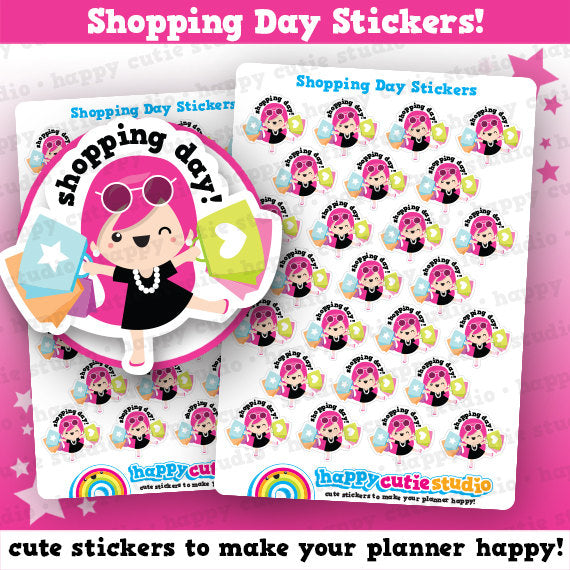 25 Cute Shopping Day Girl Planner Stickers