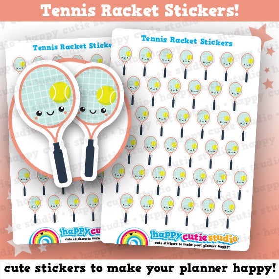 39 Cute Tennis Racket/Sport Planner Stickers