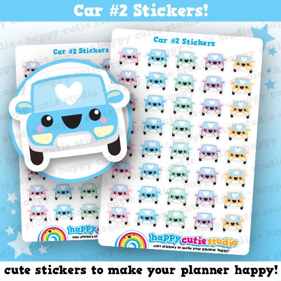 40 Cute Car 2 Planner Stickers