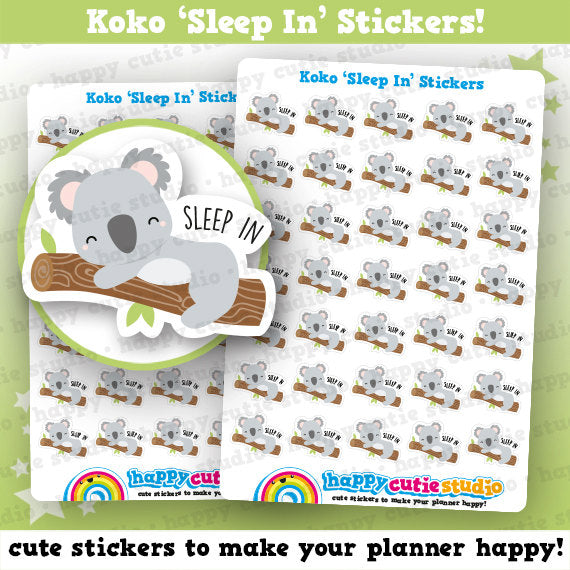 35 Cute Koko the Koala 'Sleep In' Planner Stickers