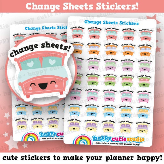 35 Cute Change Sheets/Bed/Clean Planner Stickers