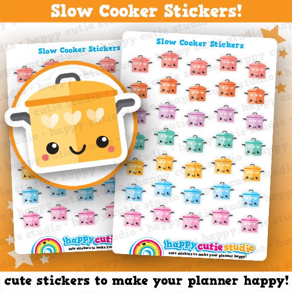 35 Cute Slow Cooker/Cooking Pot/Cookery Planner Stickers