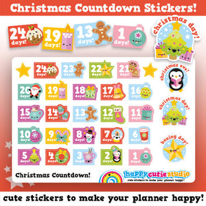 Cute Christmas Countdown/Festive/Holidays Planner Stickers
