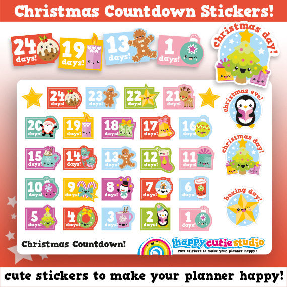 Cute Christmas Countdown/Festive/Holidays Planner Stickers