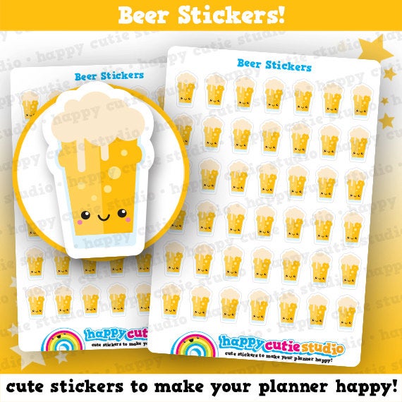 42 Cute Beer/Pint/Alcohol Planner Stickers