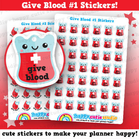 42 Cute Give Blood #1 /Donate/Blood Donor/Reminder Planner Stickers