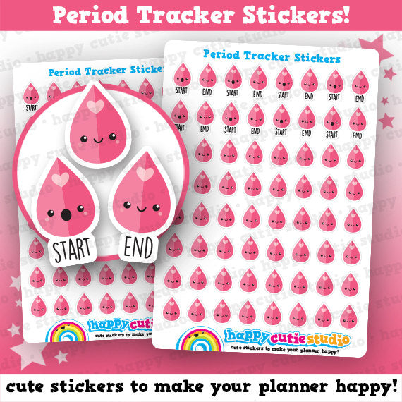 64 Cute Period Tracker Planner Stickers