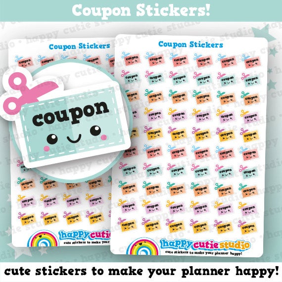 60 Cute Coupon/Couponing/Voucher Planner Stickers