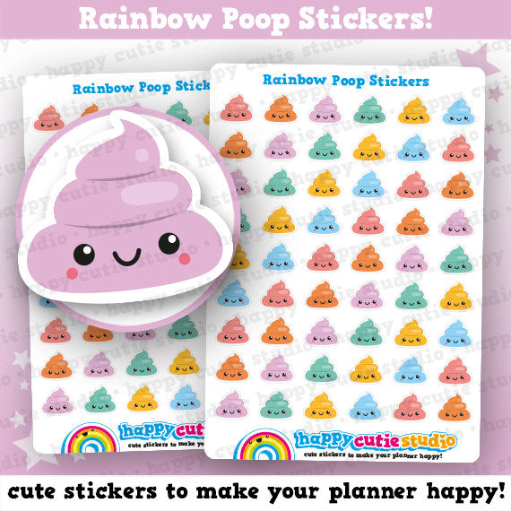 48 Cute Rainbow Poop Planner Stickers