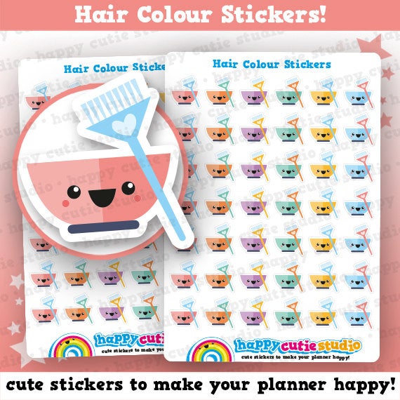 42 Cute Hair Colour/Dye/Reminder Planner Stickers