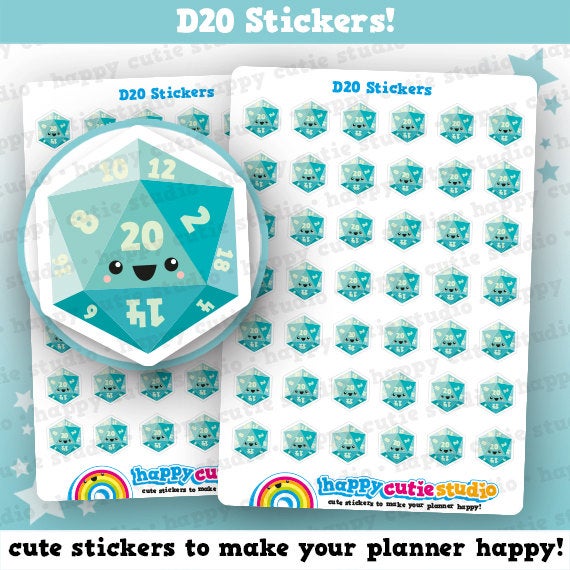 42 Cute D20/Gamer/Gaming Planner Stickers