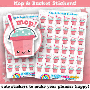 36 Cute Mop and Bucket/Chores/Clean Planner Stickers